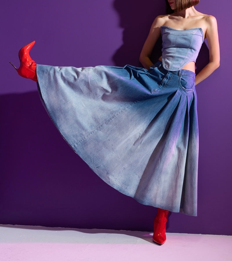 DARE DENIM MAXI SKIRT
