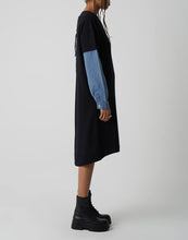 Load image into Gallery viewer, DENIM UP SWEATER DRESS