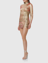 Load image into Gallery viewer, GOLDEN METALLIC MINI DRESS