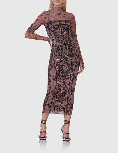 SHAILENE TURTLENECK MESH DRESS