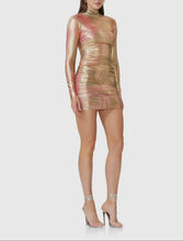 Load image into Gallery viewer, GOLDEN METALLIC MINI DRESS