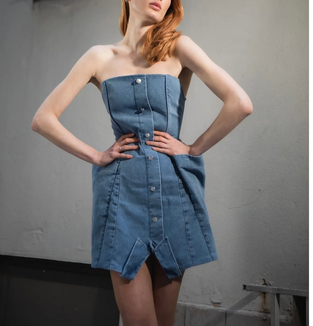 FLIP DENIM DRESS