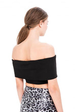 Load image into Gallery viewer, Women-OF- The-Shoulder-Black-Crop-Top.jpg